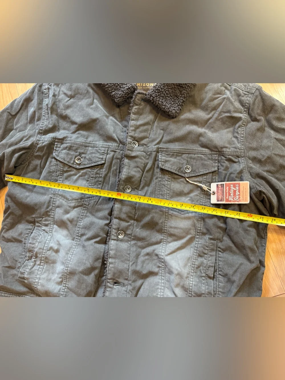 Arizona Jean Co Sherpa Lined Corduroy Jacket Mens XXL Charcoal NWT Vintage Style